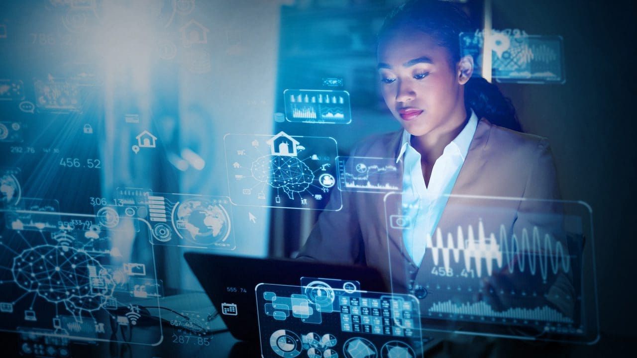 Woman using digital device