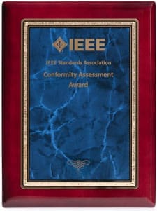 Image of the IEEE SA Conformity Assessment Award.